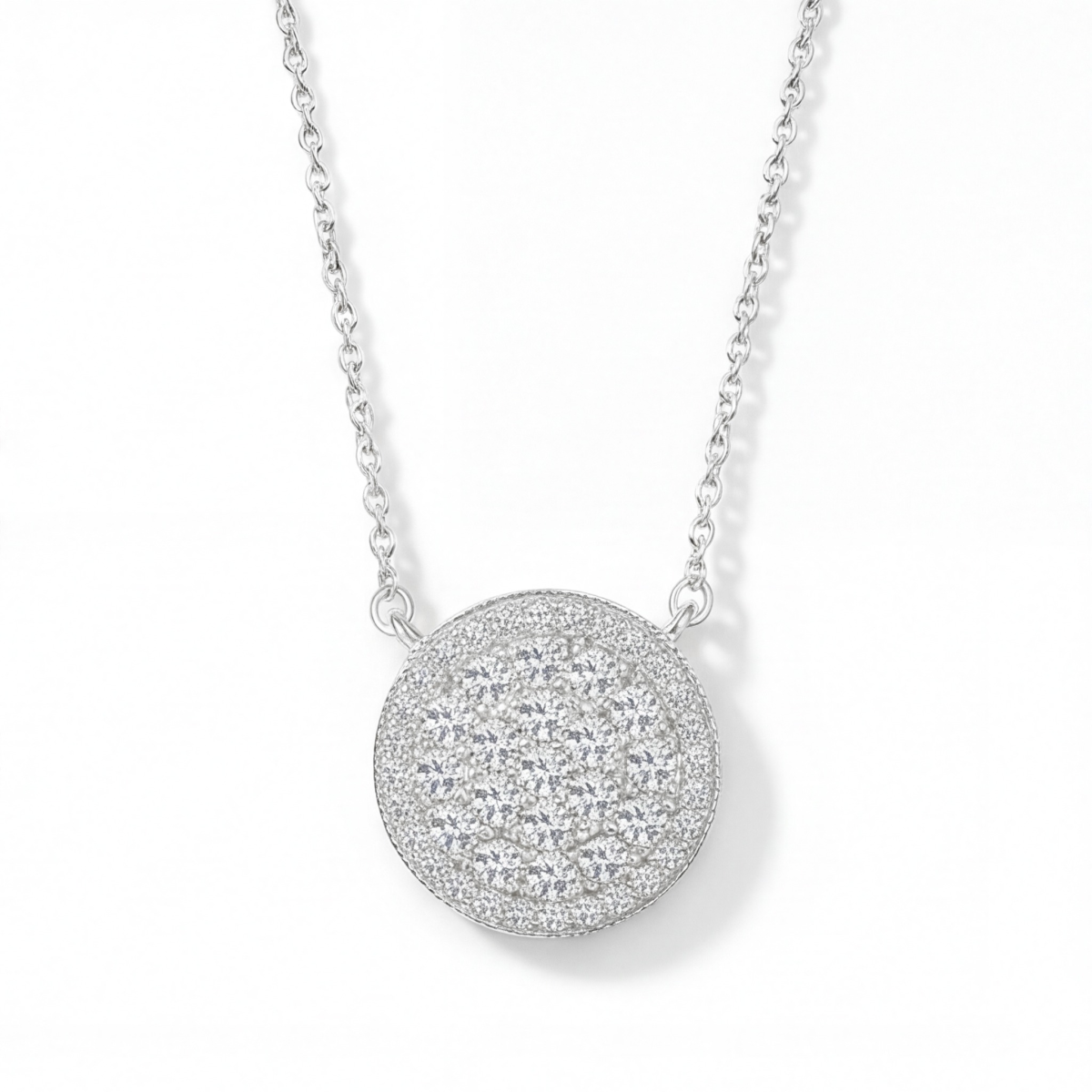 Brillante - Runder Moissanit-Cluster-Anhänger mit Pavé-Halo