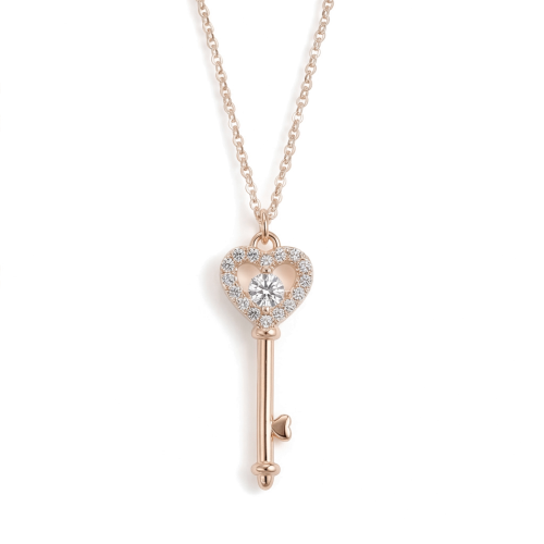Amore - Moissanit-Anhänger mit Herzschlüssel in Pavé-Fassung
