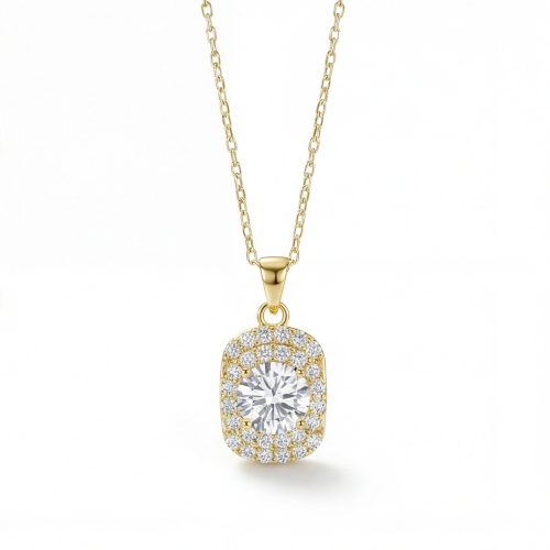 Memento - Brillanter Moissanit-Anhänger im Pave-Halo-Design