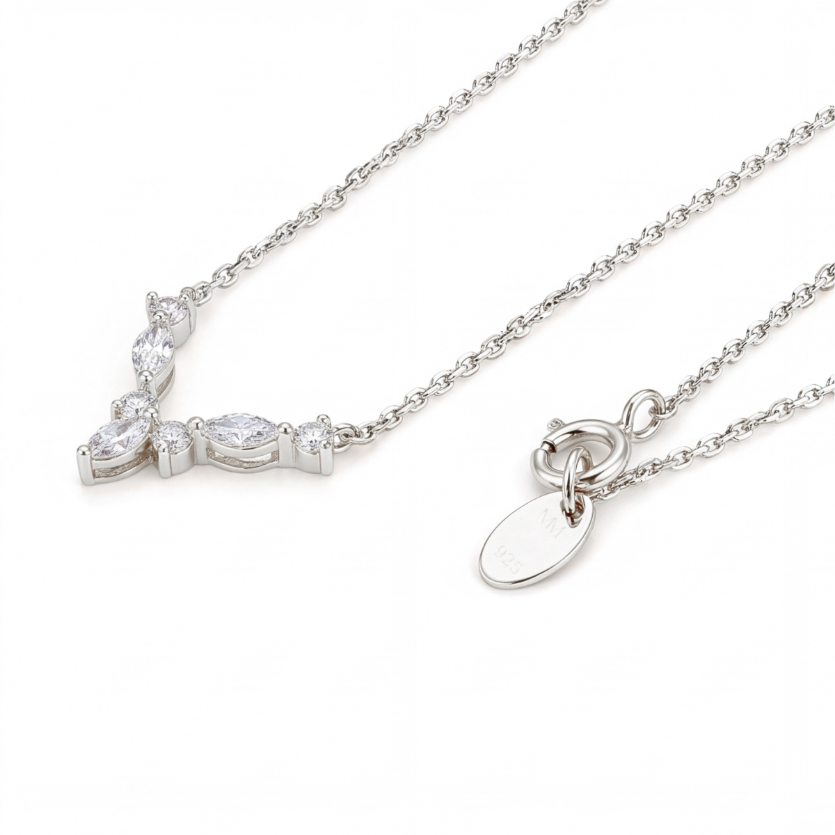 Adelina - Elegante Moissanit-Halskette mit Marquise-Akzenten