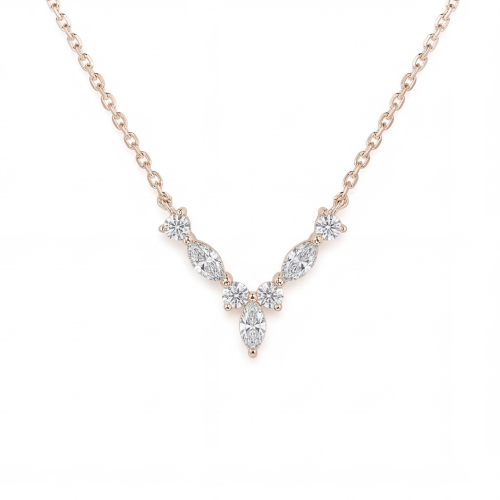 Adelina - Elegante Moissanit-Halskette mit Marquise-Akzentsteinen