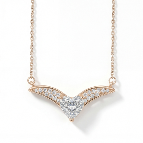 Vaneza - Elegante V-förmige Moissanit-Halskette mit Pavé-Besatz