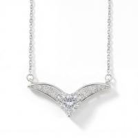 Vaneza - Elegante V-förmige Moissanit-Halskette mit Pave-Verzierungen