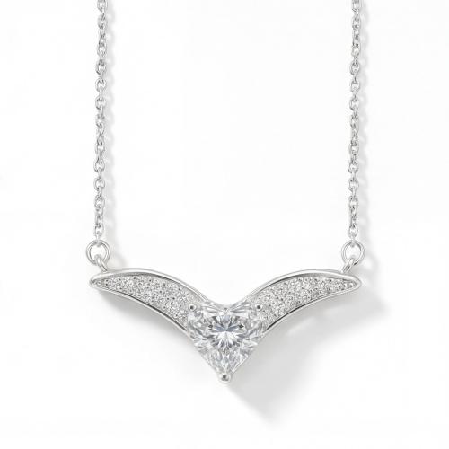 Vaneza - Elegante V-förmige Moissanit-Halskette mit Pave-Verzierungen