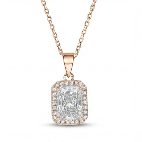 Gemina – Moissanit-Anhänger Radiant mit Halo in Pavé-Fassung