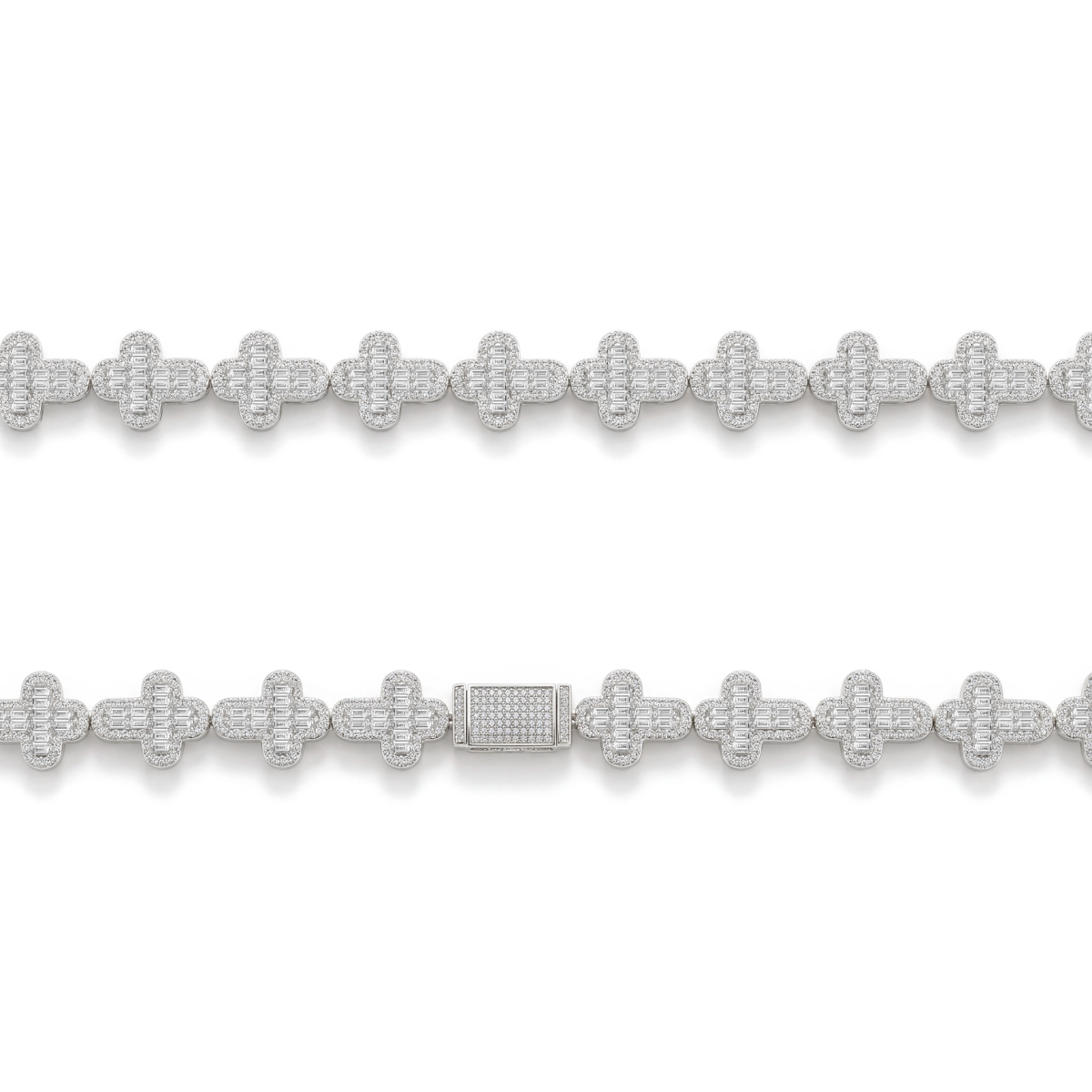 Virtuoso - Smaragd Geschnittener Moissanit Pavé Kreuz Gliederkette Mit Statement Verschluss
