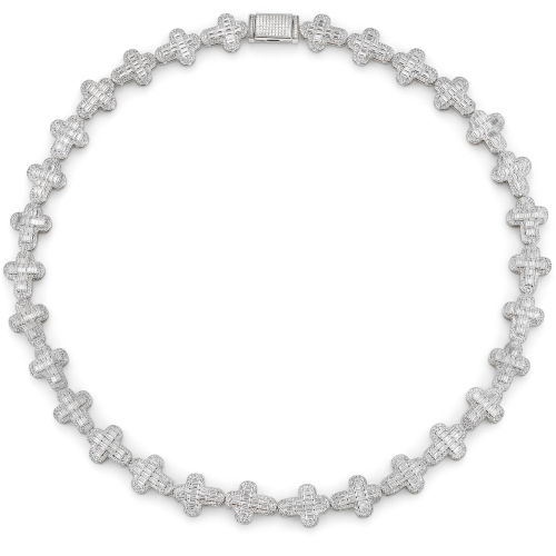 Virtuoso - Moissanit-Halskette Emerald Cut mit pavé-besetztem Kreuz und Statement-Verschluss