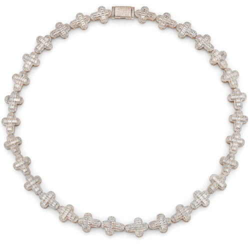 Virtuoso - Moissanit-Halskette Emerald Cut mit pavé-besetztem Kreuz und Statement-Verschluss