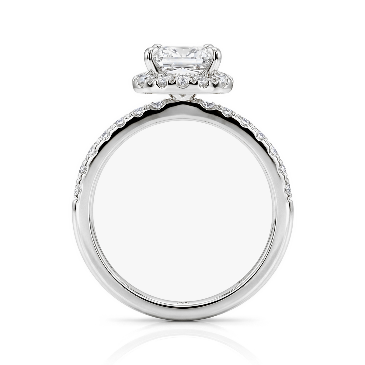 Regalia - Prinzess Moissanit Halo Ring mit Pave Band