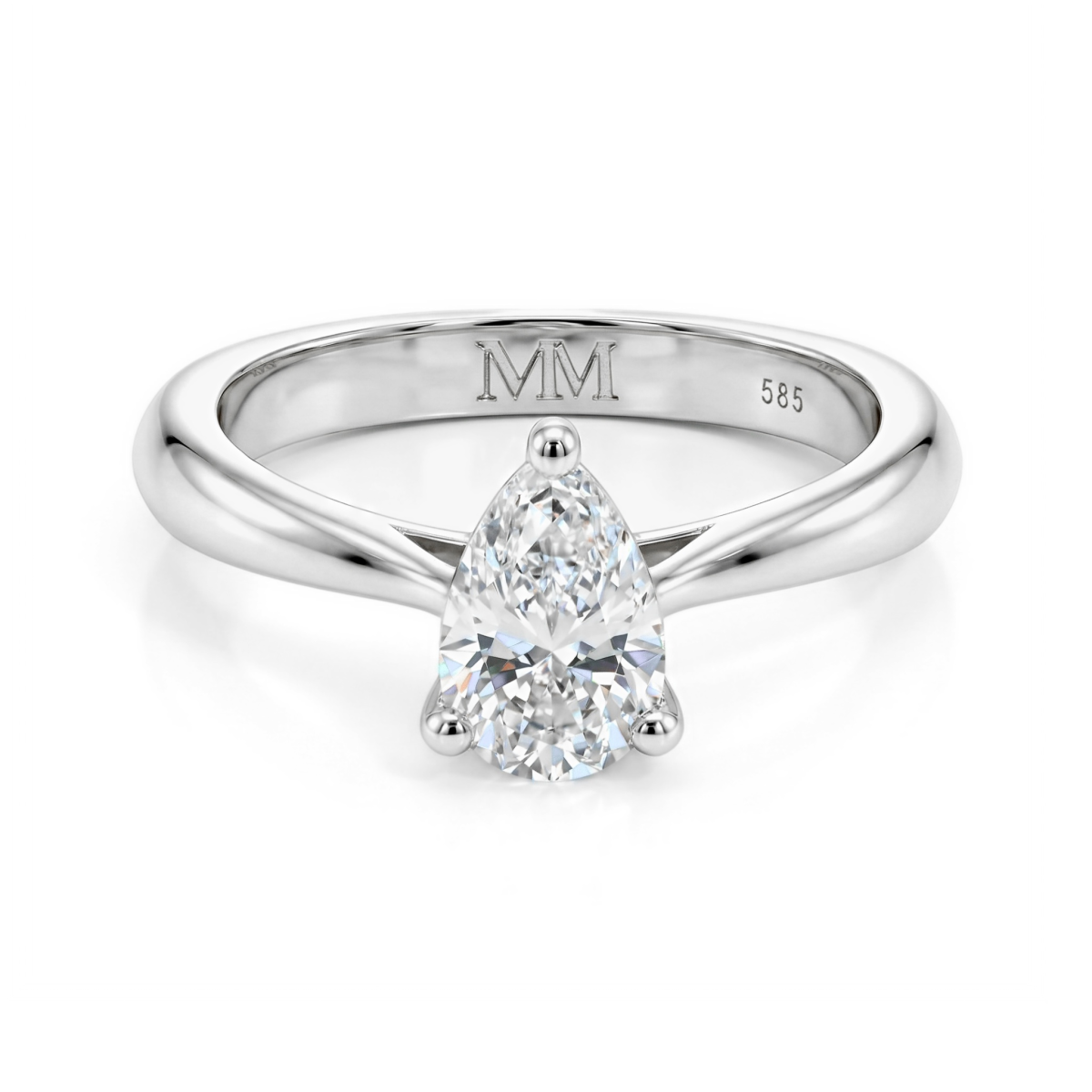 Larissa - Birne Solitär Moissanit Ring