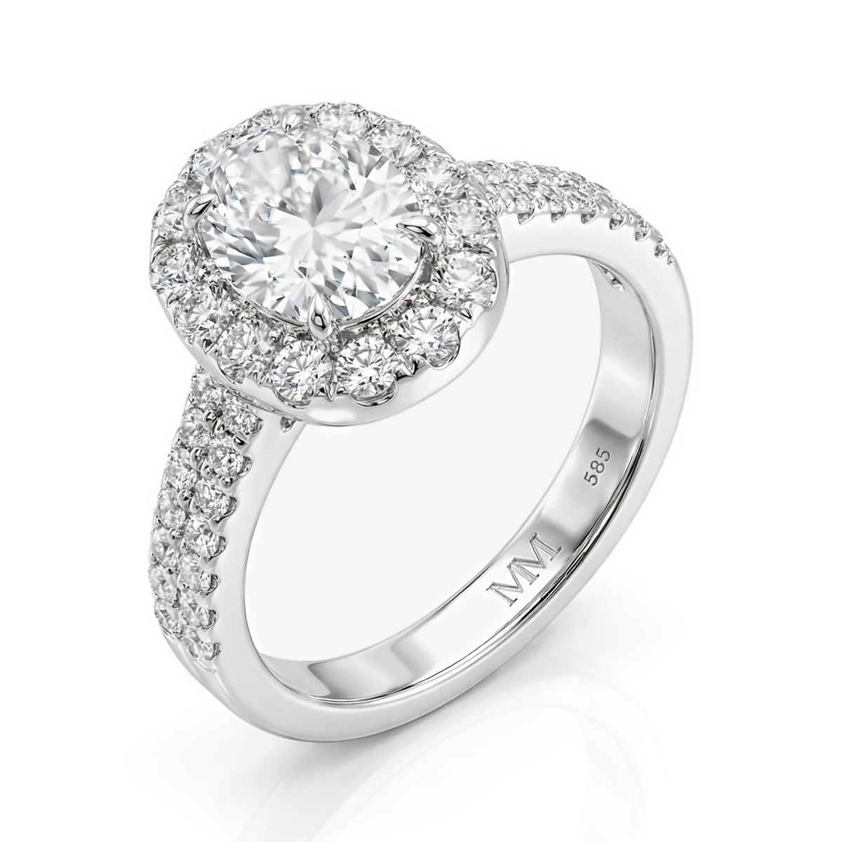 Ovalea - Ovaler Schnitt Moissanit Ring Mit Halo Pavé Design