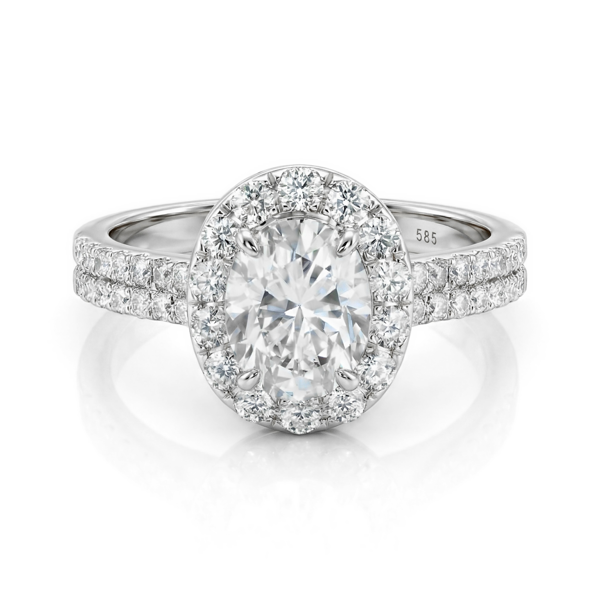 Ovalea - Ovaler Schnitt Moissanit Ring Mit Halo Pavé Design