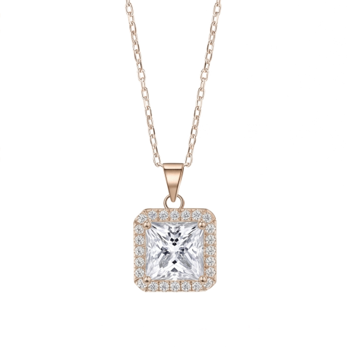 Radiance - Moissanit-Anhänger Princess Cut mit Halo