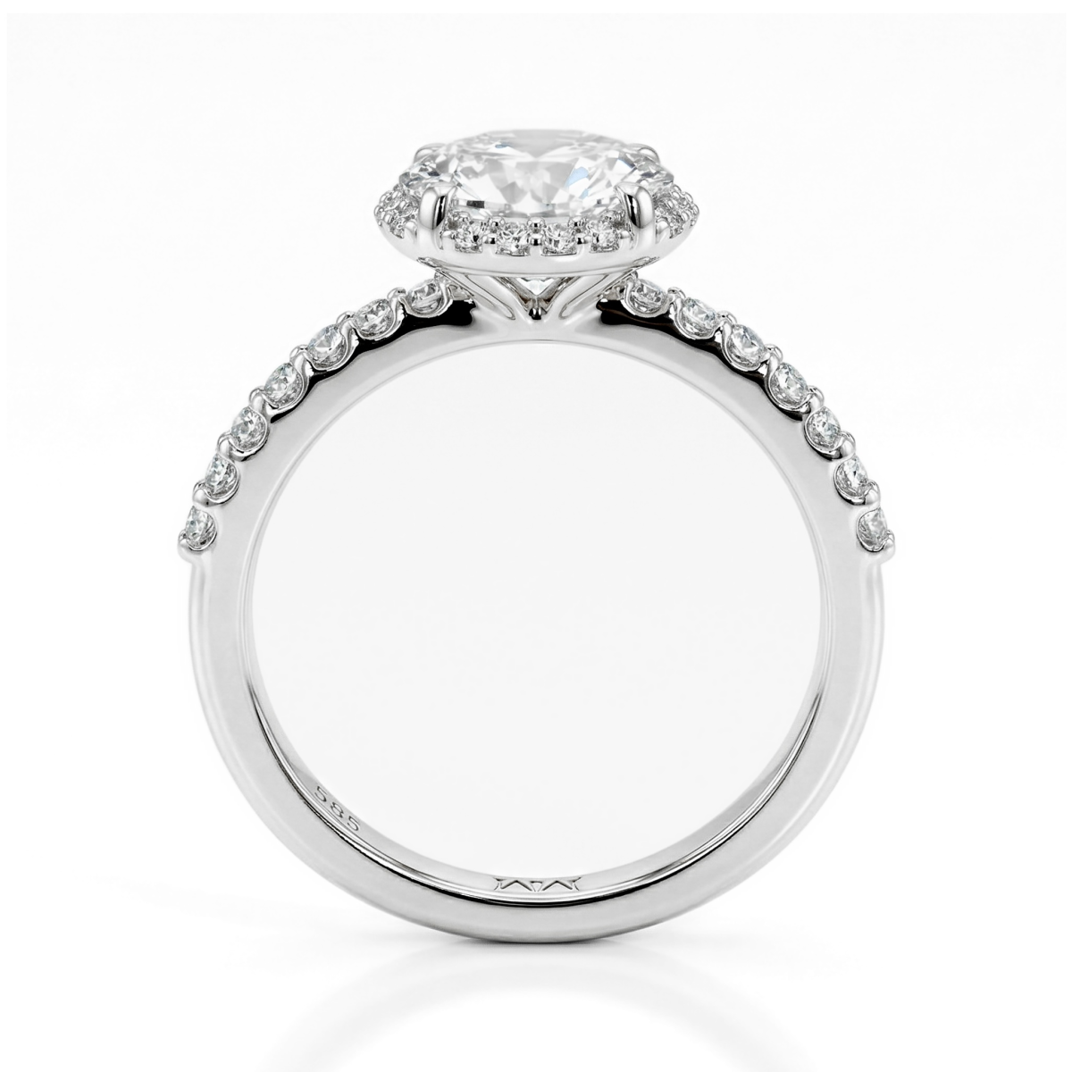 Glimmerette - Luxuriöser Halo-Moissanit-Ring Mit Pavé-Akzenten