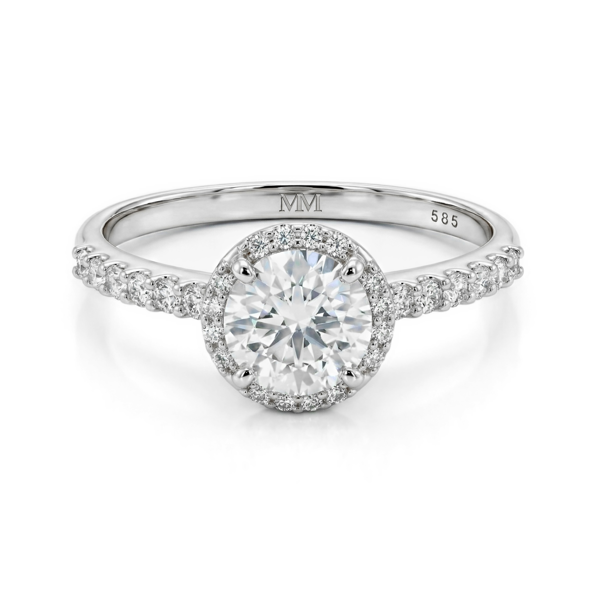 Glimmerette - Luxuriöser Halo-Moissanit-Ring Mit Pavé-Akzenten