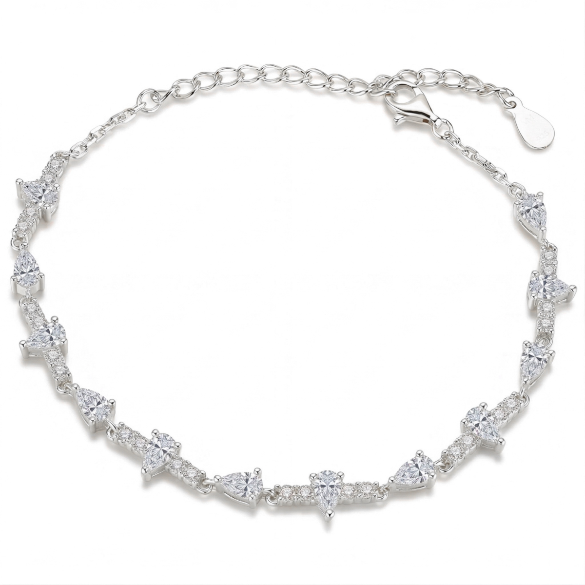 Perlette - Tropfen Geschliffenes Moissanit Armband mit Eleganter Symmetrie