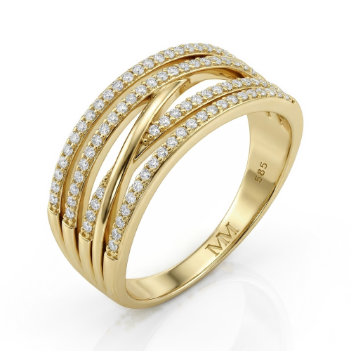 Estrella – Moissanit-Ring mit gekreuzten Linien