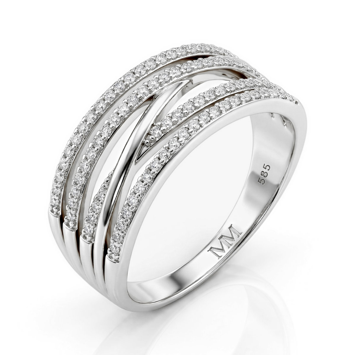 Estrella – Moissanit-Ring mit Cross-Over Linie