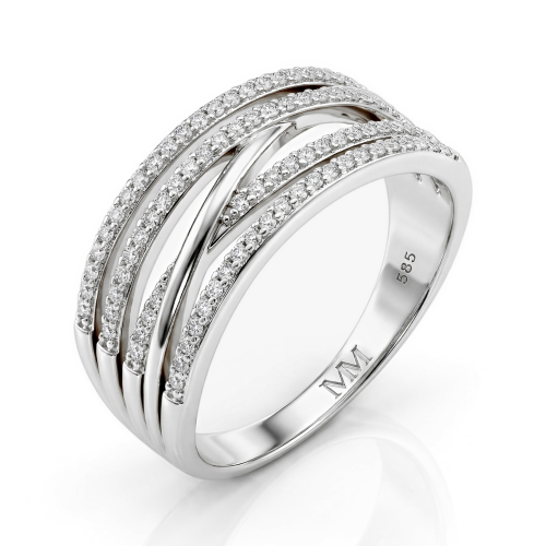 Estrella – Moissanit-Ring mit Cross-Over Linie
