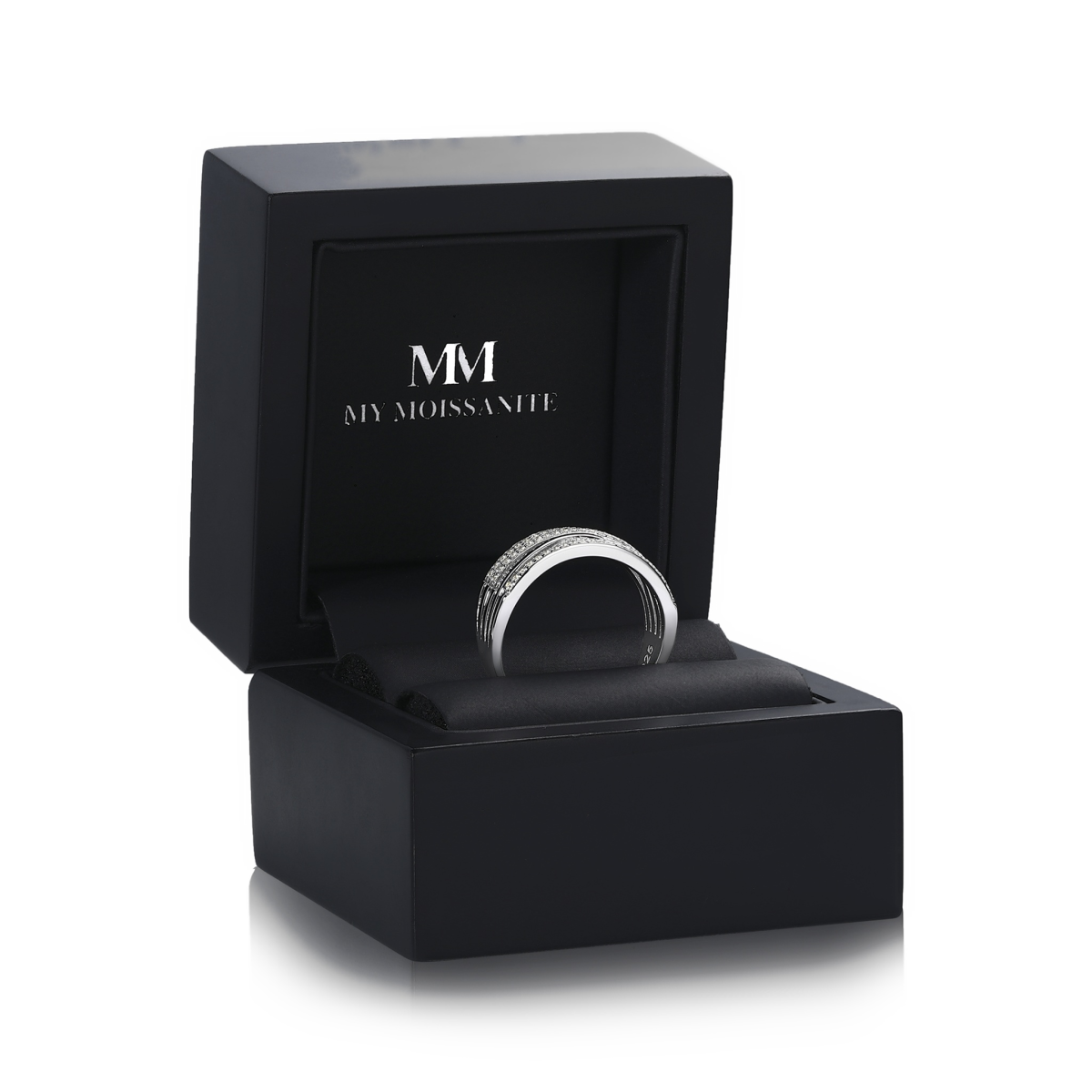 Estrella – Moissanit-Ring mit Cross-Over Linie