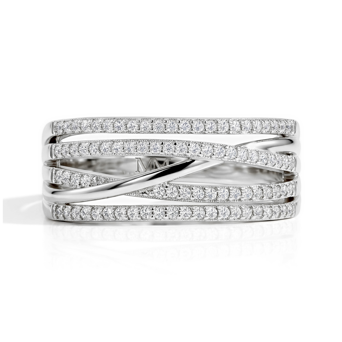 Estrella – Moissanit-Ring mit Cross-Over Linie