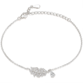 Foliana - Moissanit-Blatt-Charm-Armband Mit Hängendem Stein-Detail