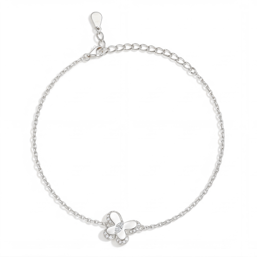 Bloomique - Moissanit-Charm-Armband mit Blumenmotiv und funkelnden Akzentsteinen