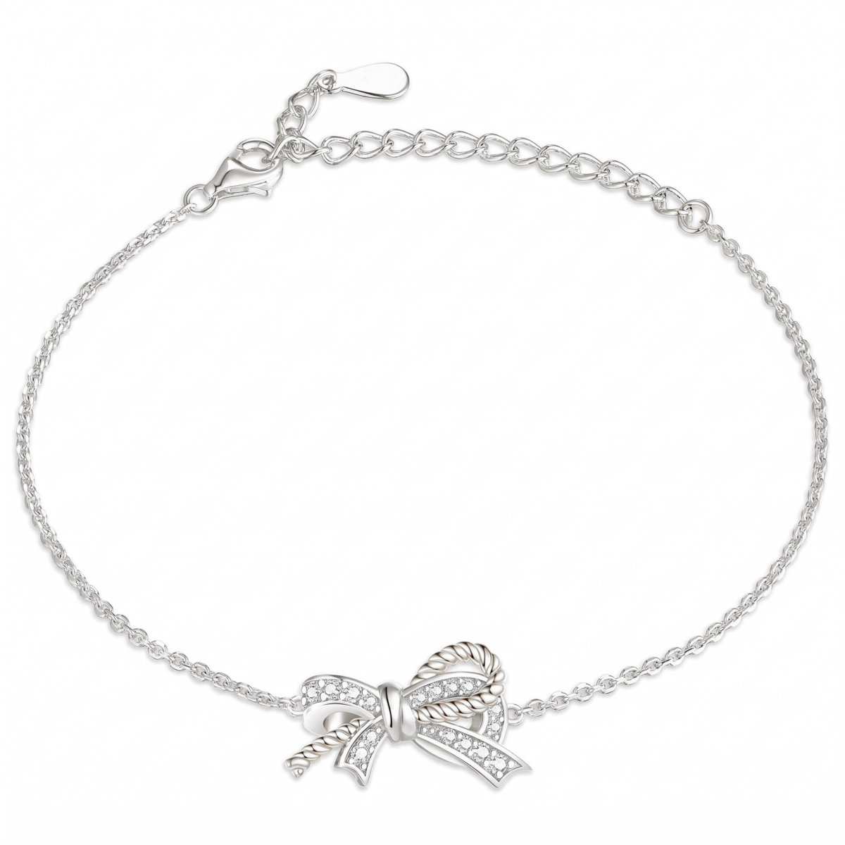 Ribbonique - Zweifarbiger Moissanit-Armband Mit Dekorativer Schleife Und Pavé-Verzierungen