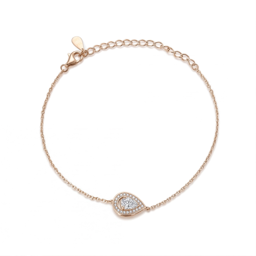 Peraise - Moissanit-Armband Tropfen mit Halo-Gliederkette