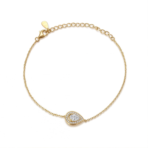 Peraise - Armband Mit Tropfen Moissanit Im Halo Gliederkette