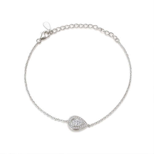 Peraise - Moissanit-Armband Tropfen mit Halo-Gliederkette