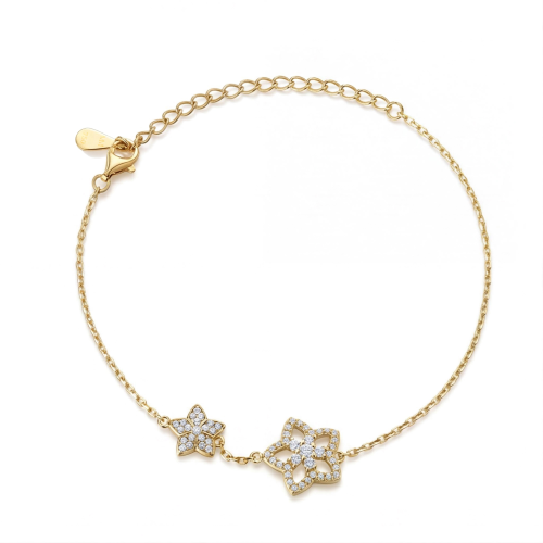 Fiorella - Verstellbares Moissanit-Armband mit Blumen-Charm in Pavé-Fassung