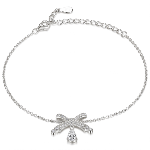 Pearlette - Moissanit-Armband Tropfen mit Schleifenmotiv in Pavé-Fassung