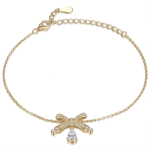 Pearlette - Moissanit-Armband Tropfen mit Schleifenmotiv in Pavé-Fassung