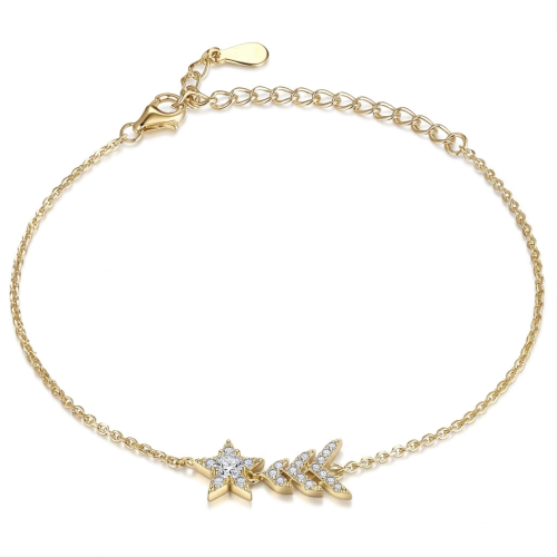 Stellaris - Verstellbares Moissanit-Armband mit Stern-Charm in Pavé-Fassung