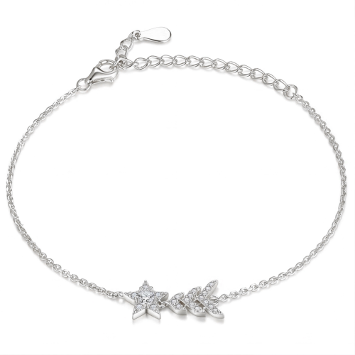 Stellaris - Verstellbares Moissanit-Stern-Charm-Armband Mit Pavé-Fassung