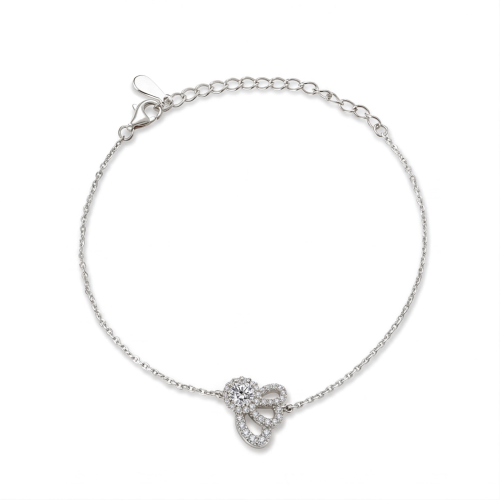 Ornella - Moissanit-Armband mit floralem Halo und verstellbarer Kette