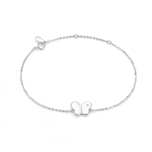 Papillon - Moissanit-Armband mit Schmetterlings-Charm und verstellbarer Kette