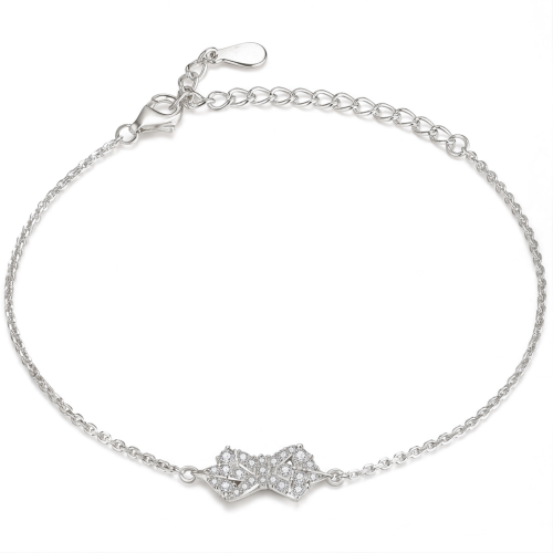 Gleamique - Moissanit-Armband mit Schleifenmotiv und verstellbarer Kette