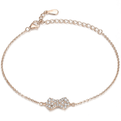 Gleamique - Moissanit-Armband mit Schleifenmotiv und verstellbarer Kette