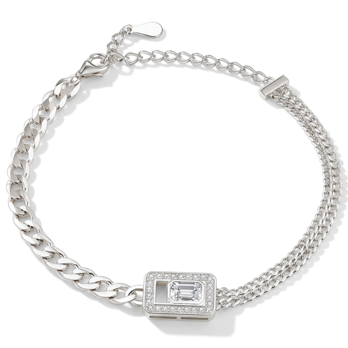 Verdura - Smaragdgeschliffenes Moissanit-Armband Mit Halo-Design