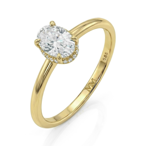 Ovalisse - Moissanit-Ring Oval mit kreisförmigem Hidden Halo