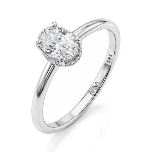 Ovalisse - Ovaler Moissanit-Ring Mit Kreisförmigem Hidden Halo
