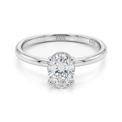 Ovalisse - Ovaler Moissanit-Ring Mit Kreisförmigem Hidden Halo