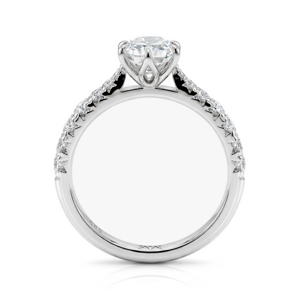 Lumiere - Moissanit-Ring Radiant mit Pavé-Besatz
