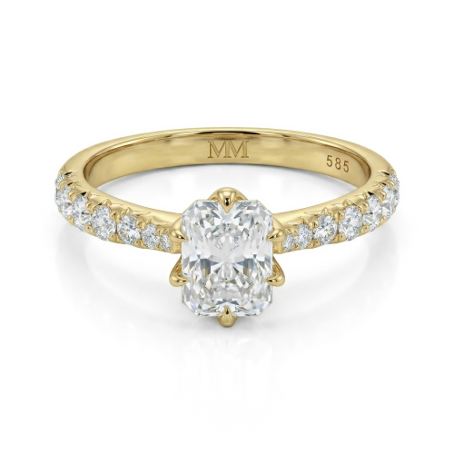Lumiere - Moissanit-Ring Radiant mit Pavé-Besatz