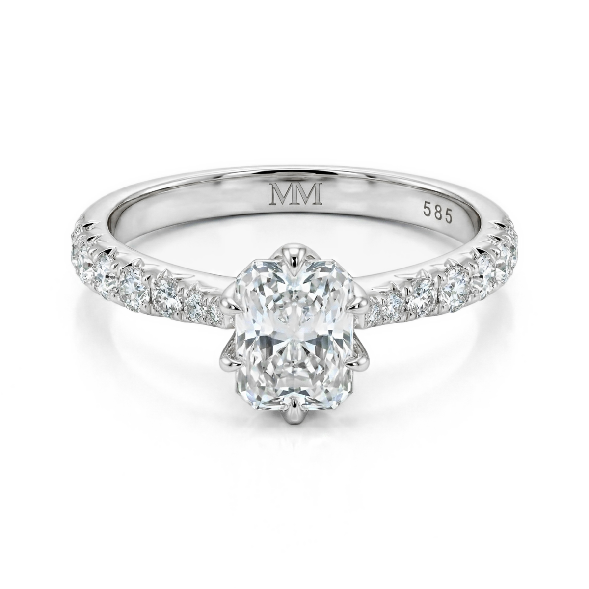 Lumiere - Radiant-Schliff Moissanit Ring Mit Kanalgefassten Steinen