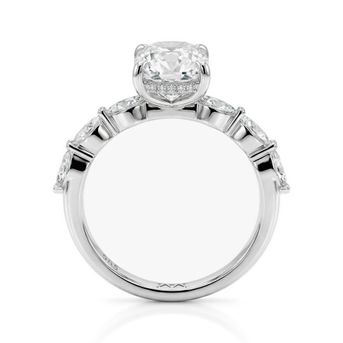 Luminaire - Radiant-Schliff Moissanit Ring Mit Marquise Seitensteinen Und Hidden Halo