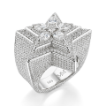 Zenith - Herren Tropfen Moissanit Stern Ring mit Pavé Fassung