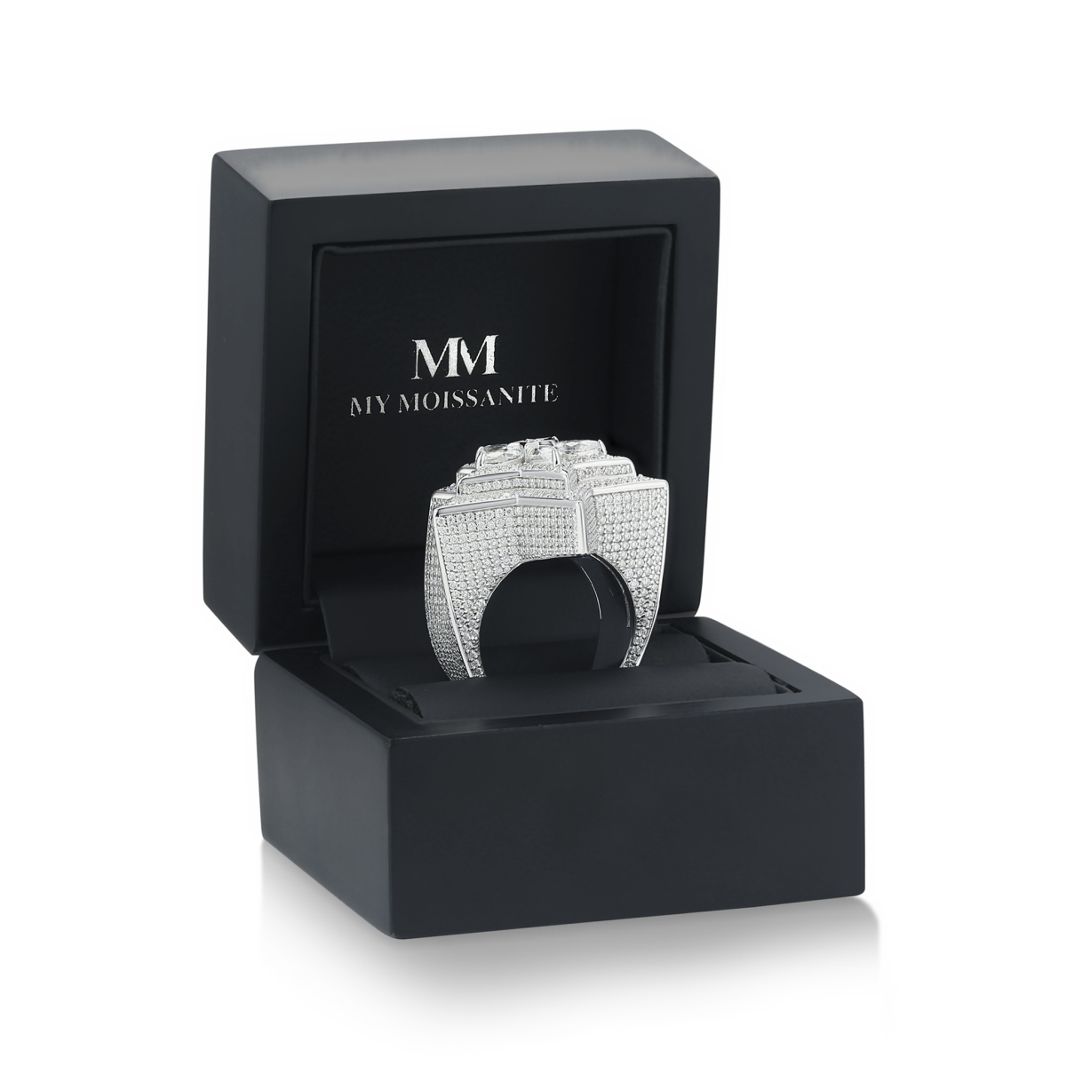 Zenith - Herren Tropfen Moissanit Stern Ring mit Pavé Fassung